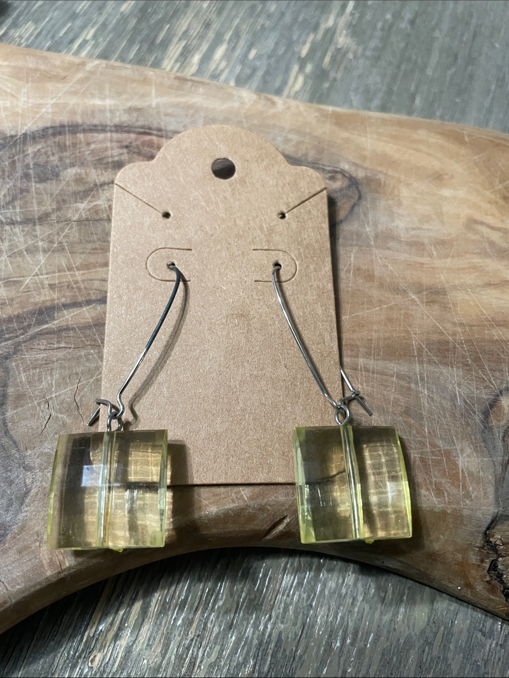 Handmade Yellow Cube Drop Earrings